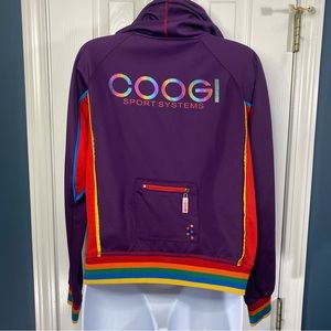 Coogi Sport Systems Zip Up Rainbow Hooded Track Jacket Sweatshirt